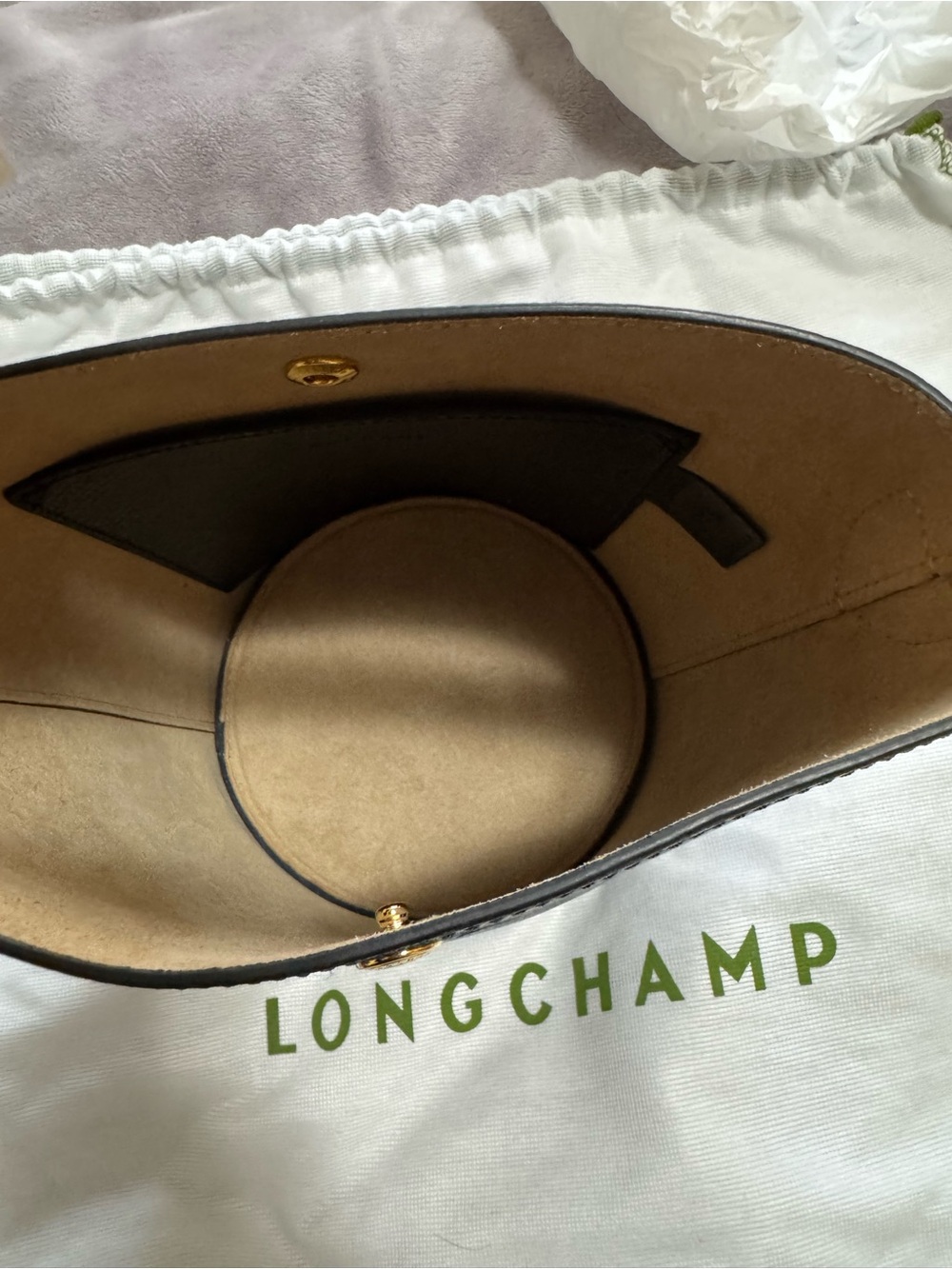 LONGCHAMP BUCKET BAG black Leather Bucket Bag with Top Handle - Picture 5 of 6